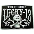 ORIGINAL LUCKY 13 BLACK PIRATE SKULL CHROME BELT BUCKLE