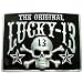 Original Lucky 13 Black Pirate Skull Chrome Belt Buckle