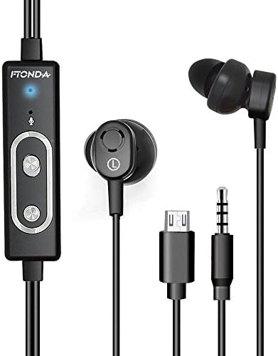 FTONDA Wired Cell phone Headset Active Noise Isolation Earphone In Ear Cell Phone Accessories with Handsfree Call Music Remote with large medium small 3 sizes soft earbuds replacement (Black)