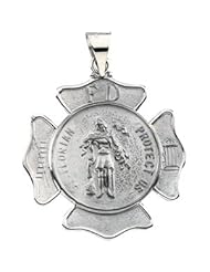 14K White Gold 25.25 mm St Florian Pend Medal Shield