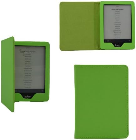 Premium Folio Case Leather Cover with Auto Wakeup Sleep Mode for KOBO GLO (Green)