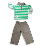 Mish Mish - Toddler Boys Long Sleeve Striped Pant Set, Green, Grey, Brown