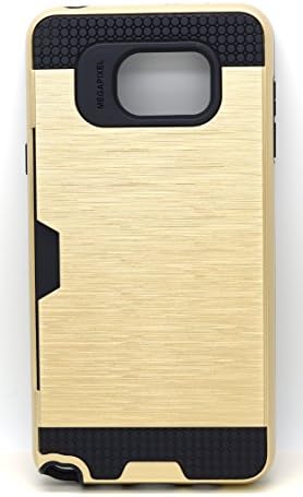 AiT Mobile Phone Case, Slim Fit with Card Slot [Soft TPU and Polycarbonate] Hard Back and Bumper Protective Cover Case Full Defender Armor Shell for SAMSUNG Galaxy Note 5 - Golden
