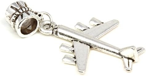 Airplane Dangle Charm Silver Plated Charm