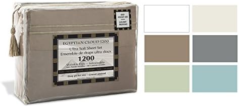 Egyptian Cloud Collection Striped Embroidery Microfiber Sheet Set, Double White