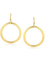 14K Yellow Gold Flat Open Round Dangling Earrings