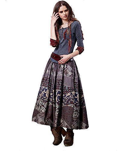 (アートカー)Artka オリジナルデザイン レディーズレトロ調柄ロング丈スカート QA16153Q