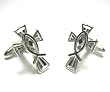 Jesus Fish Cross Christian Religious Cufflink Silver Plated w/ Gift Box