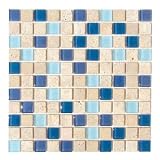 Stone Travertine and Glass Mosaic Lagoon