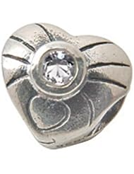 Zable(tm) Sterling Silver April Birthstone Heart Bead / Charm