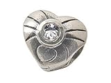 Zable(tm) Sterling Silver April Birthstone Heart Bead / Charm