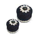 Handmade Jewelry Box Set With Black Beads And seashells Pasted On Top (Free Shipping) Wbox0158