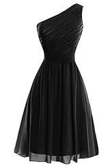 One Shoulder Knee Length Short Fitted Chiffon/Satin Bridesmaid Dress/Prom Dress/Party Dress 