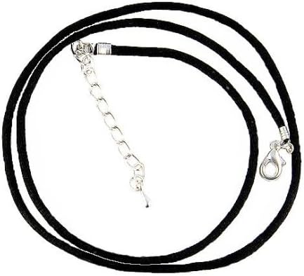Necklace Cord For Pendants - D41 - Black Silk / Satin - 20" + 2" Extension Chain ~ Silver Plated Ends