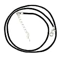 Necklace Cord For Pendants - D41 - Black Silk / Satin - 20" + 2" Extension Chain ~ Silver Plated Ends