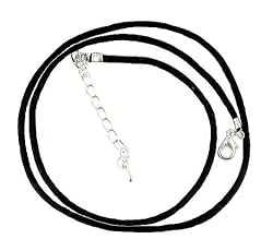 Necklace Cord For Pendants - D39 - Black Silk / Satin - 16" + 2" Extension Chain ~ Silver Tone Ends