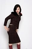 Rock Steady Clothing Pin Up Girl Suit Boucle Cardigan with Faux Fur Collar and Boucle Skirt