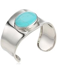Sterling Silver Oval Inlay Wave Cuff Bracelet