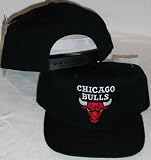 Chicago Bulls Black Adjustable Plastic Snap Strap Back Hat / Cap