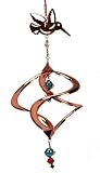 Hummingbird Metal and Glass Copper Colored Hanging Swirl