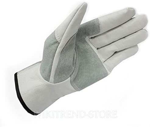 Goat and Pigskin Leather Utility Fit Safety Multipurpose Work Gloves Velcro Cotton liner