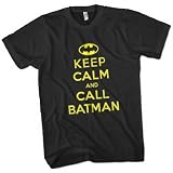 Keep Calm and Call Batman Mens Black Premium T-Shirt In Sizes Small to 3XL