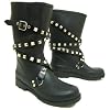 Womens Black Stud 'Goth Rock Chick' Ladies Wellington Boots