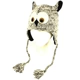 Winter Himalayas Handmade Knit Trooper Lined Hat Owl Gray
