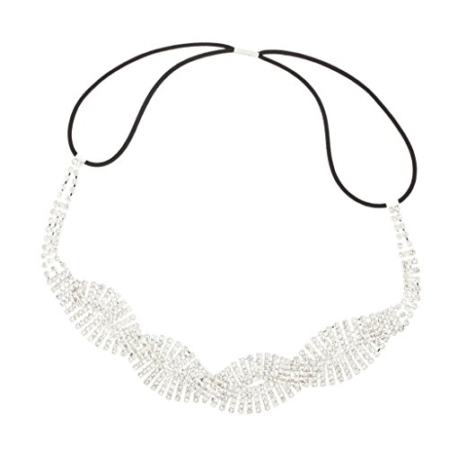 Lux Accessories Weaved Pave Crystal Stretch Bridal Hair Headband Head Band