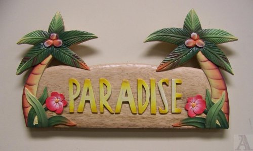 Palm Tree Beach Paradise Wall Art Sign Indoor Outdoor