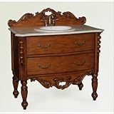 Vintage Farmhouse Style Carved Walnut Sink Vanity