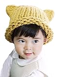 (キュート ウィンク) Cute Wink かわいい ざっくり編み 猫耳 あったか ベビー ニット帽子 マスタード