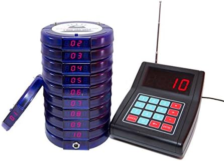 Pager Genius 10 Digital Restaurant Coaster Blue Pagers / Guest Table Waiting Paging System