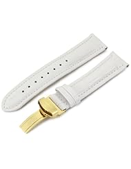 JBW JB-20MMGLG-WHT 20-mm Genuine White Crocodile Pattern Butterfly Buckle Leather Band Watch Strap