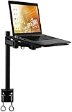 Mount-It! MI-3352LT Laptop Notebook Desk Stand Mount, Full Motion Height Adjustable Holder, Articulating Vented Platform for Cooling, Fits up to 17 Inch Computers, Clamp Mounting, 22 Lb Capacity Black