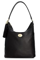 Hot Sale Tommy Hilfiger Turnlock Tassel Pebble Shoulder Bag,Black,One Size
