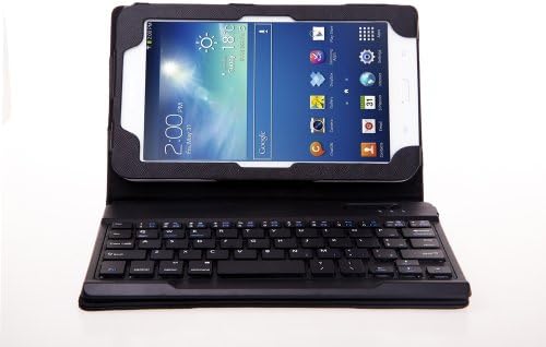 Sean Portfolio Leather Case Cover with Detachable Bluetooth Keyboard for Samsung Galaxy Tab3 Lite 7 Inch T110 (Black) + 1 Pcs Sean Smile Case