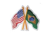 USA America / Brazil Crossed Flags Patch