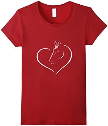 Women's I Love Horses, Horse Heart Equine Shirt Large Cranberry