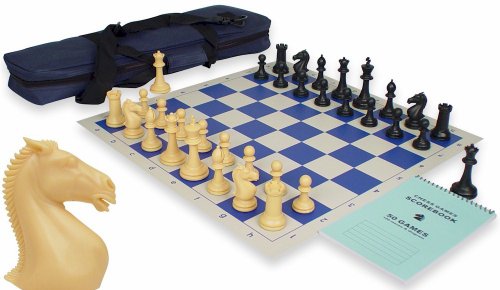 41ggjTBeviL ProTourney Tournament Chess Kit in Black & Camel   Blue