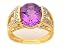 14K Oval Quilt Cut Amethyst & Diamond Ring