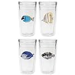 Aquarium Fish 12 oz Slimline Insulated Beverage Tumblers Set, Clear (4 designs)