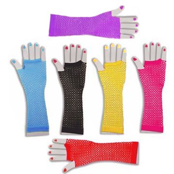 1980's Cindy Lauper Costume Accessory Long Fishnet Gloves - Many Colors Available