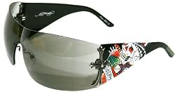 ED HARDY EHS 008 EHS008 BRAD BLACK PLASTIC SHIELD CRYSTAL SUNGLASSES SHADES