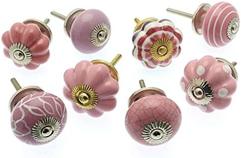 Glitknob 28 X Mixed Pink Shabby Chic Ceramic Cupboard Knob Cabinet Drawer Pull (Maharaja-216-R)