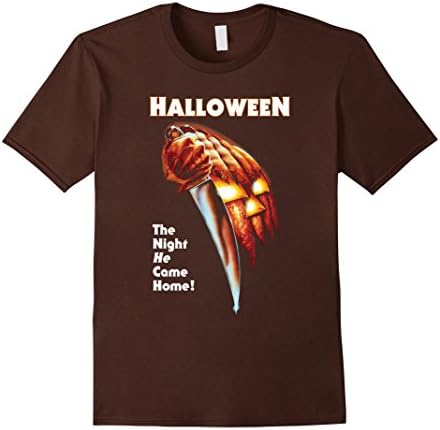Men's Halloween T-shirt - The Night Micheal He Come Home My-ers Medium Brown