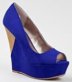 Qupid JUBILEE-16 Two Tone Colorblock High Platform Wedge Heel Slip On Sandal Pump
