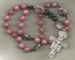Anglican Prayer Beads of Pink Rhodochrosite, St. Francis Cross