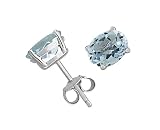 Sterling Silver 8x6mm Oval Blue Topaz Earrings