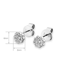 (X1000Diamond) 18K/750 White Gold Flower Cluster Diamond Stud Earring (0.42 cttw, G-H Color, VS2-SI1 Clarity)